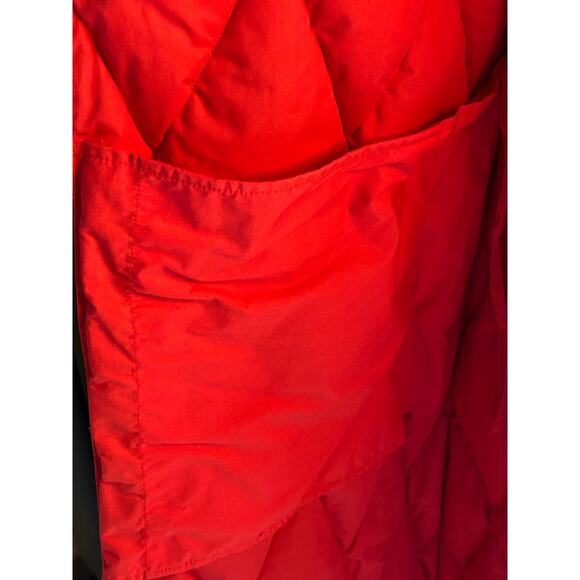 Vintage Lands' End Goose Down Quilted Thick Long Robe Red Bathrobe Full Length M - Picture 11 of 13